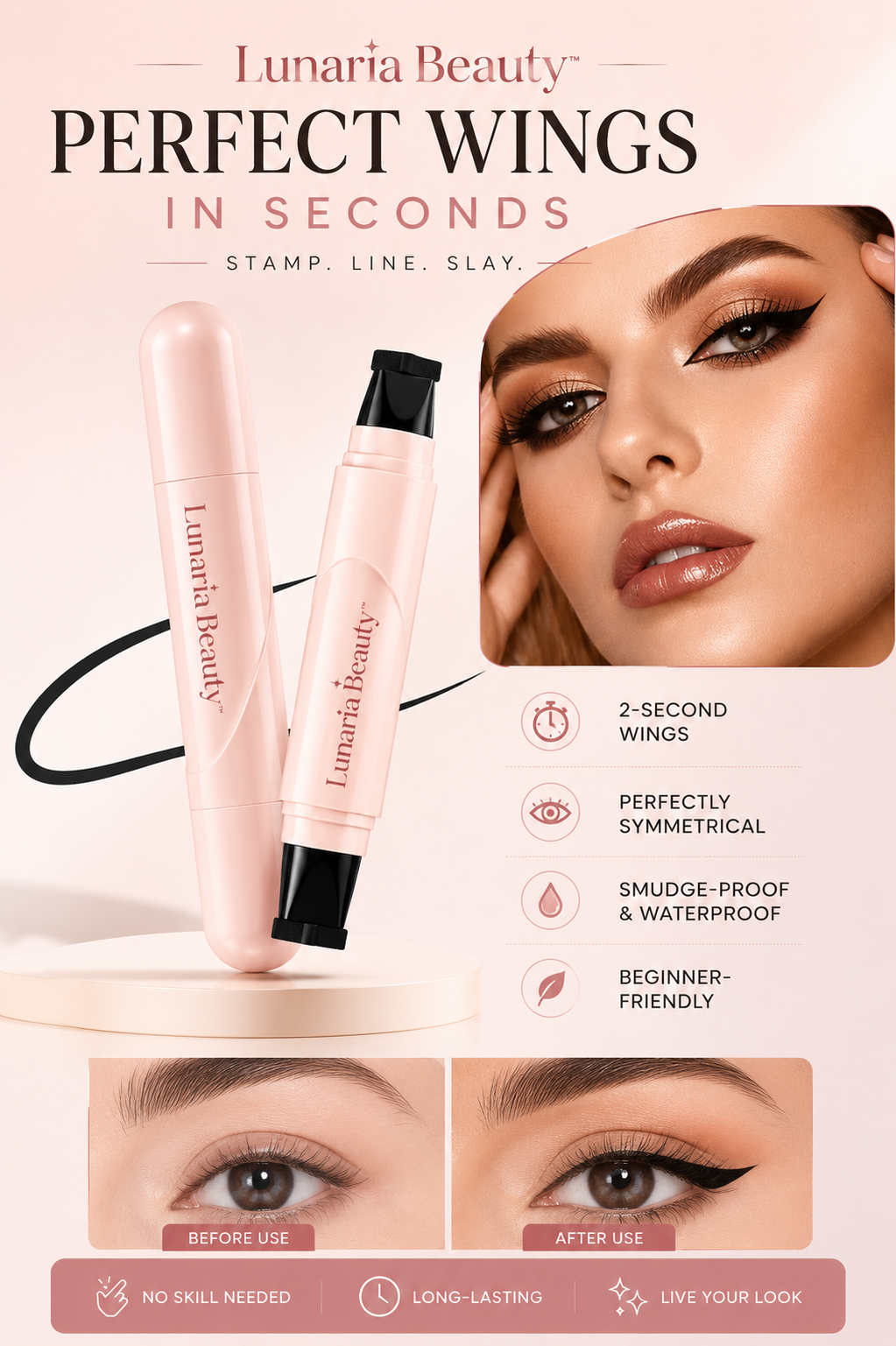 Lunaria Beauty™ 2-in-1 Wing Stamp Eyeliner